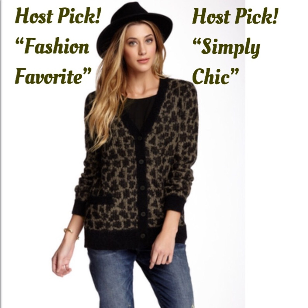 2X HP EUC VKOO Mohair blend jacquard cardigan sz S